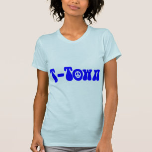 Retro skraj "T-town" fredblått (vid Kerry vit) T Shirt