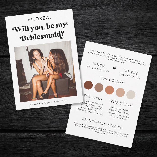 Retro skript Förslag om du vill vara min brudtjäns Inbjudningar (Skapare uppladdad)