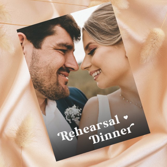 Retro-skript, fotominimalistisk repetitionsmiddag inbjudningar (Skapare uppladdad)