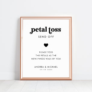 Retro-skript - Petal Toss - Skicka av Bröllop-teck Poster