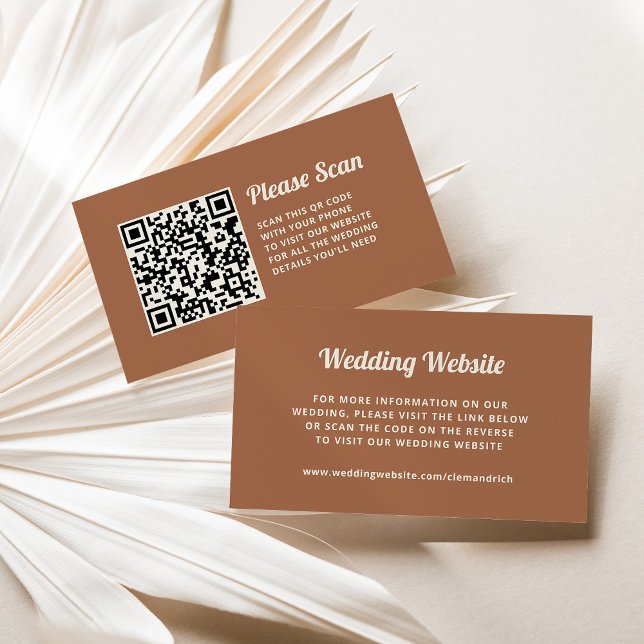 Retro-skript | QR-kod för Bröllop webbplats Tilläggskort (Trendy, retro style wedding website cards with a scannable QR code)