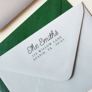 Retro-skriptfamiljen Namn & Returadress Självfärgande Stämpel