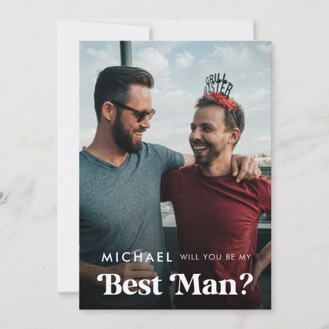 Retro-skriptfoto blir du min bäste man enkel meddelande (Framsida)