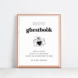 Retro-skriptkamerafält Guestbook Bröllop-tecken Poster