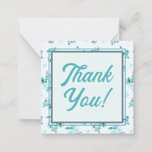 Retro-skriptteckensnitt med Tacken Aqua Blue-Blomm Anteckningskort