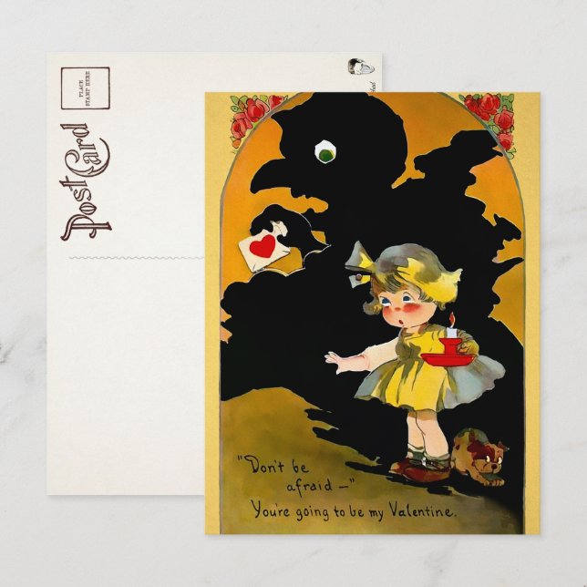 Retro skugg Valentinskort Vykort (Fram/baksida)