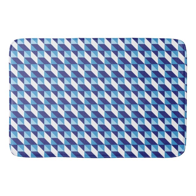 Retro-skuggor av Abstrakten Blue Geometric Triangl Badrumsmatta (Framsidan)
