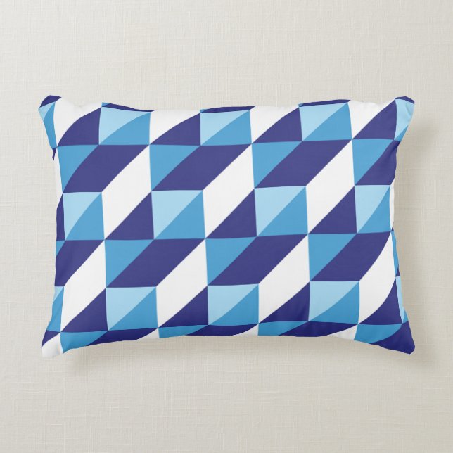 Retro-skuggor av Abstrakten Blue Geometric Triangl Prydnadskudde (Framsidan)