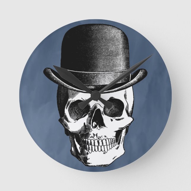 Retro Skull-huvud Rund Klocka (Framsida)