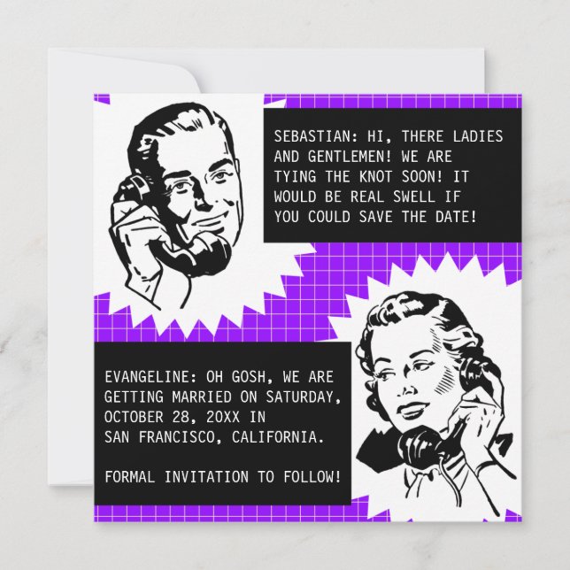Retro Skvallerkort För Rädda Datumkort Spara Datumet (Framsida)