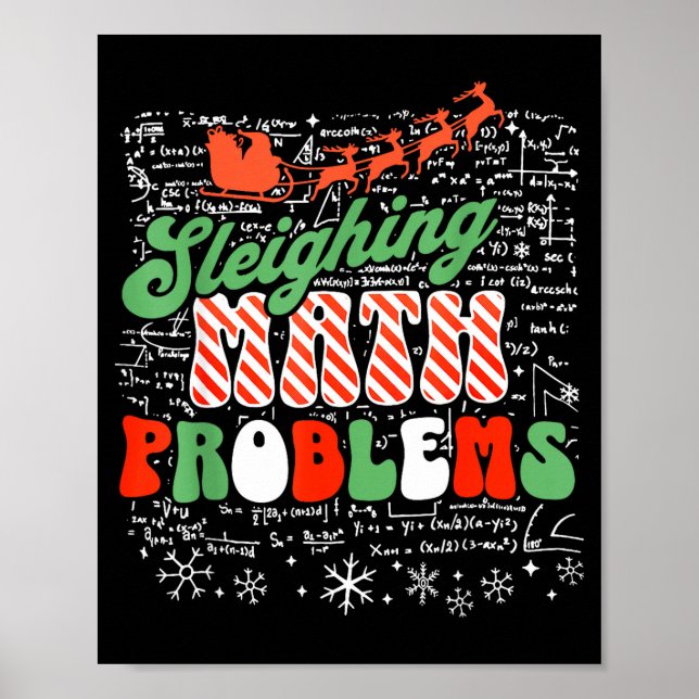 Retro Sleighing Math Problems Santa Math Teacher C Poster (Framsidan)