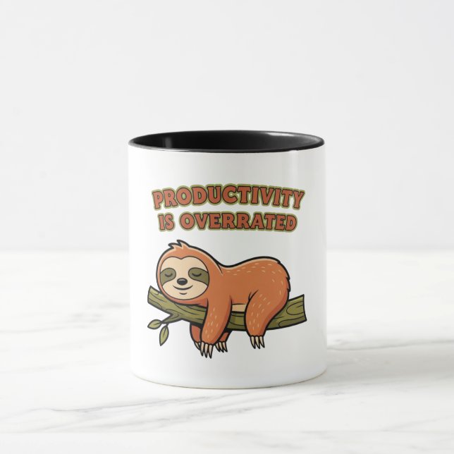 Retro Sloth Anti Hustle Color Inside Mug Mugg (Center)