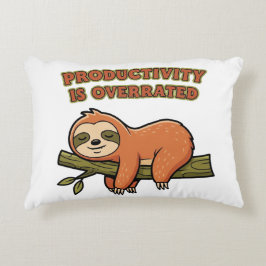 Retro Sloth Anti Productivity Rectangular Pillow Prydnadskudde