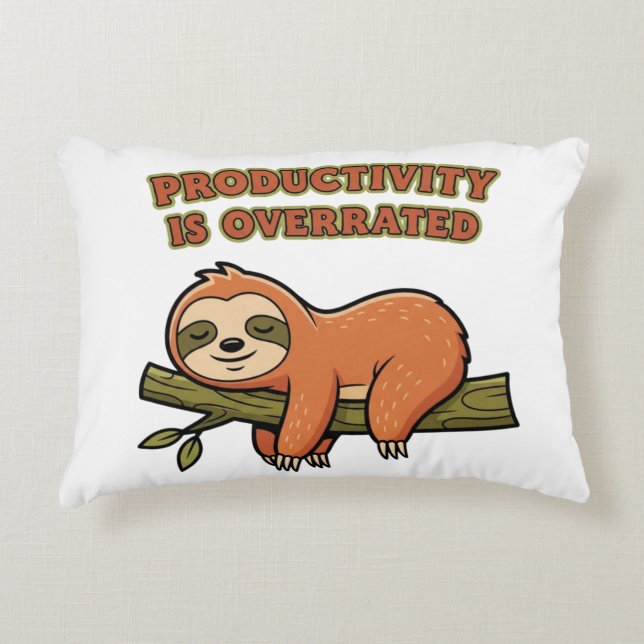 Retro Sloth Anti Productivity Rectangular Pillow Prydnadskudde (Framsidan)