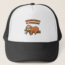 Retro Sloth Anti Productivity Trucker Hat Keps