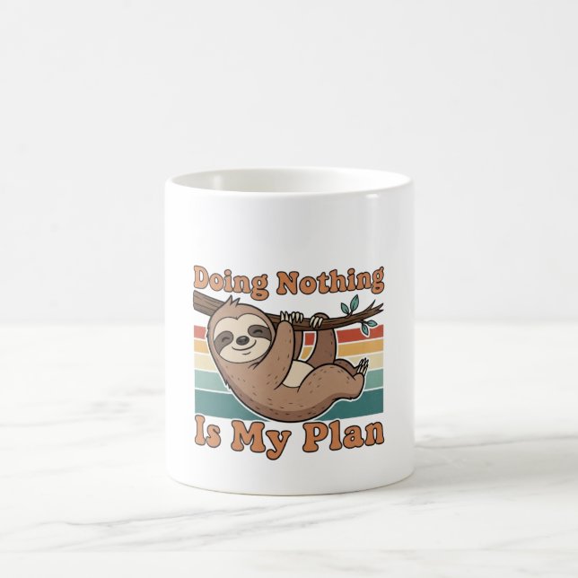 Retro Sloth Doing Nothing White Coffee Mug Kaffemugg (Center)