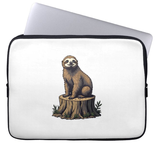 Retro Sloth Engraving Wildlife Shirt (3) Laptop Fodral (Framsidan)