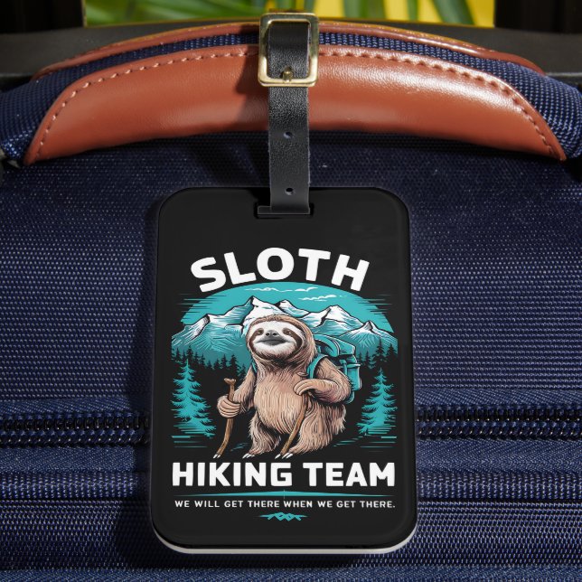 Retro Sloth Hiking Team Vintage Gift Bagagebricka (Framsida Insitu 2)