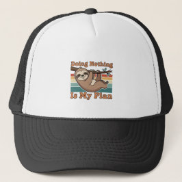 Retro Sloth Lazy Humor Trucker Hat Keps