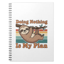 Retro Sloth Lazy Quote Lined Notebook