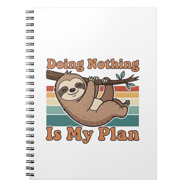 Retro Sloth Lazy Quote Lined Notebook Anteckningsbok (Framsidan)