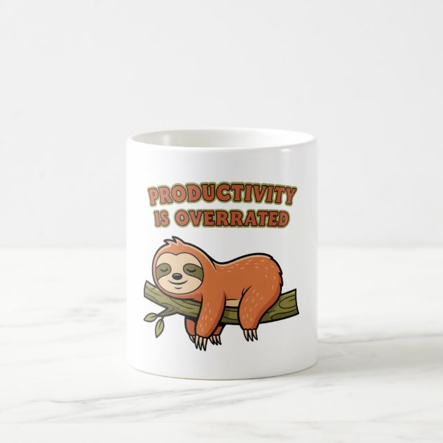 Retro Sloth Productivity Humor White Mug Kaffemugg (Center)
