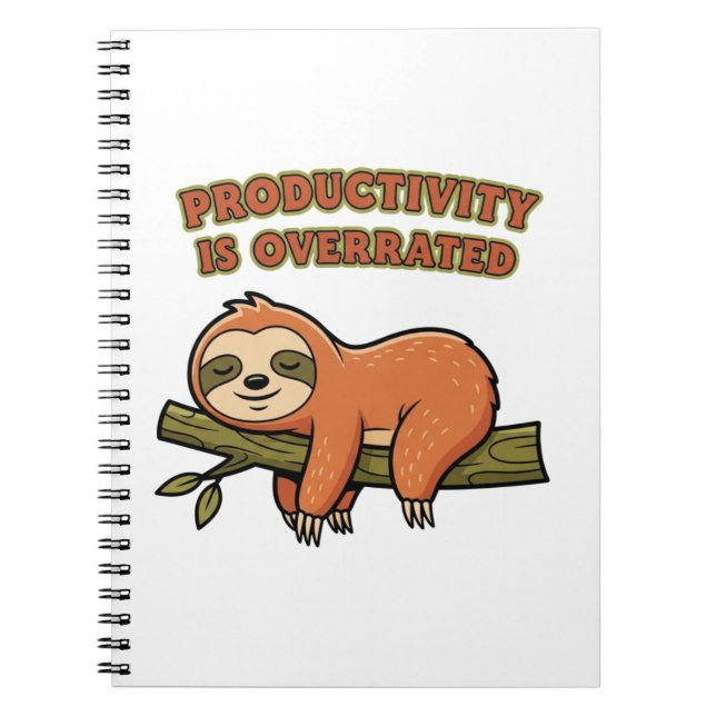 Retro Sloth Productivity Is Overrated Lined Notebo Anteckningsbok (Framsidan)