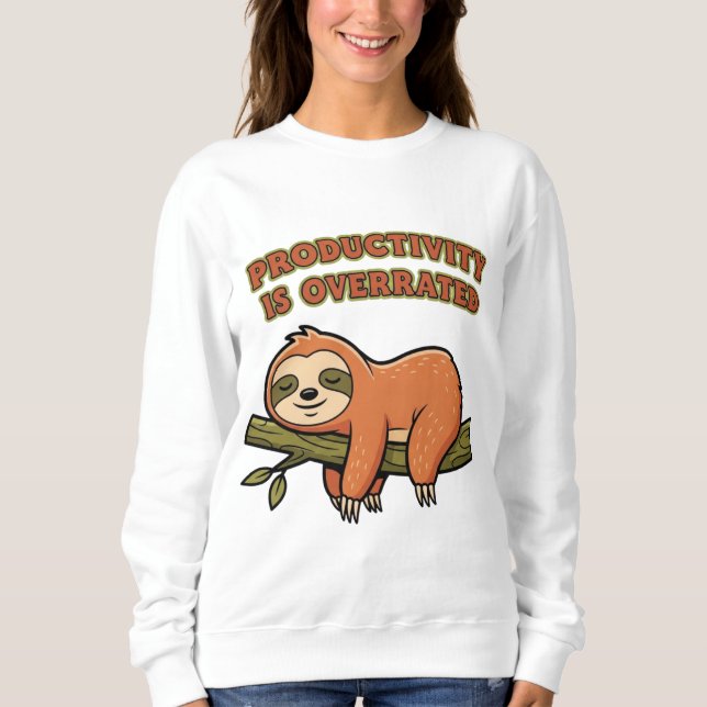 Retro Sloth Productivity Is Overrated Women’s Swea T Shirt (Framsida)