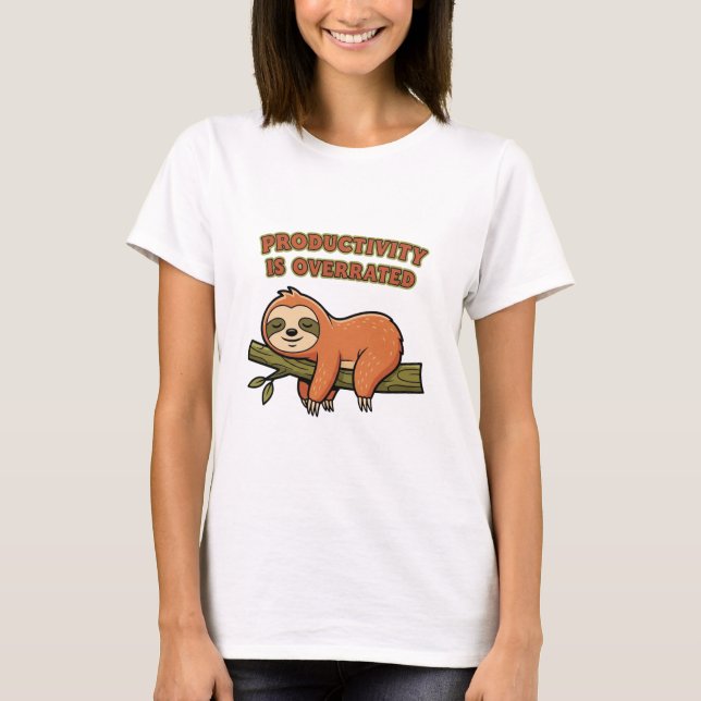 Retro Sloth Productivity Is Overrated Women’s T-Sh T Shirt (Framsida)