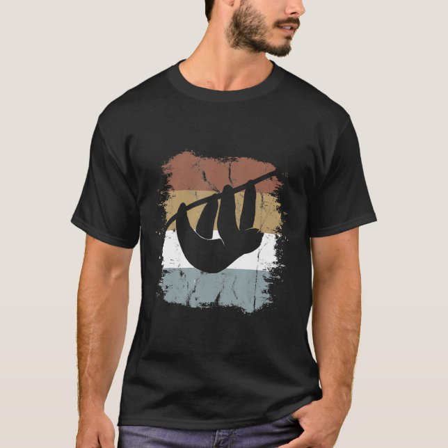 Retro Sloth Silhouette för en Sloth Älskare T Shirt (Framsida)