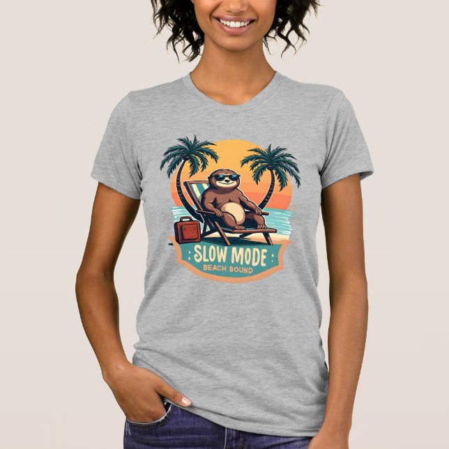 Retro Sloth Vacation Shirt Funny Tropical Relax De T (Framsida)