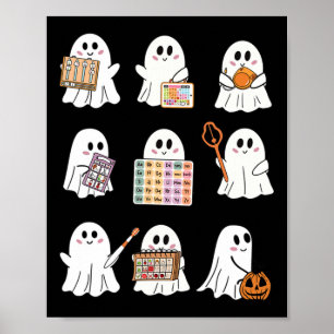 Retro Slp Ghost Halloween Tal-behandling hösten Fa Poster