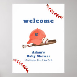 Retro Slugger Baseball Boy Baby Shower Welcome Poster