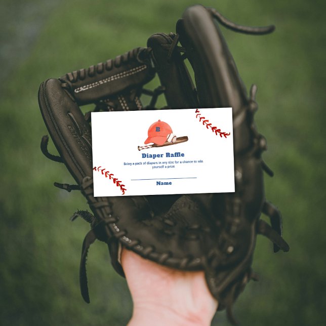 Retro Slugger Baseball Diaper Raffle Baby Shower  Tilläggskort (Retro Slugger Baseball Diaper Raffle Baby Shower Enclosure Card)