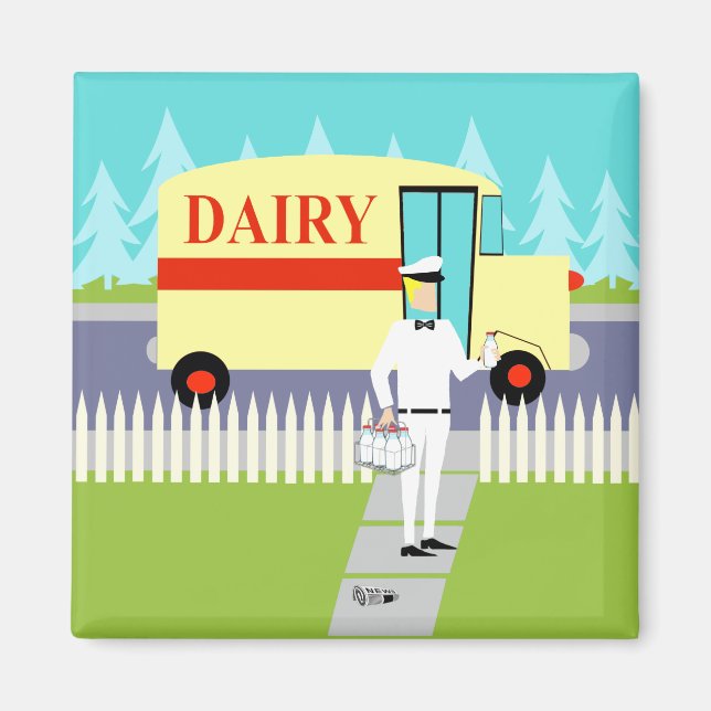 Retro Small Town Milkman Magnet (Framsidan)