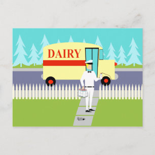 Retro Small Town Milkman vykort