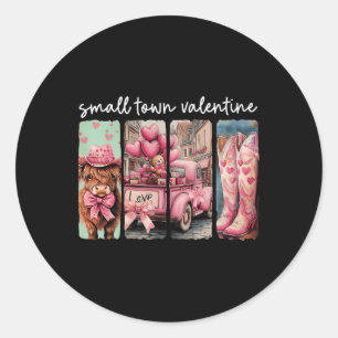 Retro småstad Valentine Söt ko Alla hjärtans dag Runt Klistermärke
