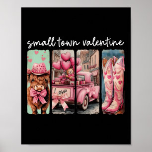 Retro småstad Valentine söta ko Alla hjärtans dag Poster