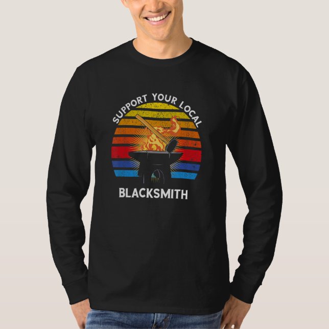 Retro Smide Stötta din lokala smed Arbete T Shirt (Framsida)