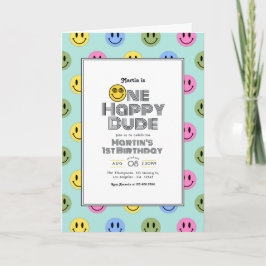 Retro Smile 1:a födelsedagen Party Inbjudan