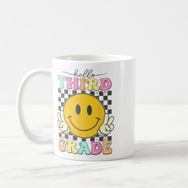 Retro Smile Ansikte Hej 3:e klass Team Ck Till Sko Kaffemugg (Vänster)