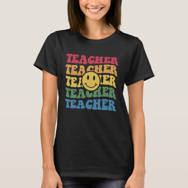 Retro Smile Ansikte Lärarinspirationskälla T Shirt (Framsida)