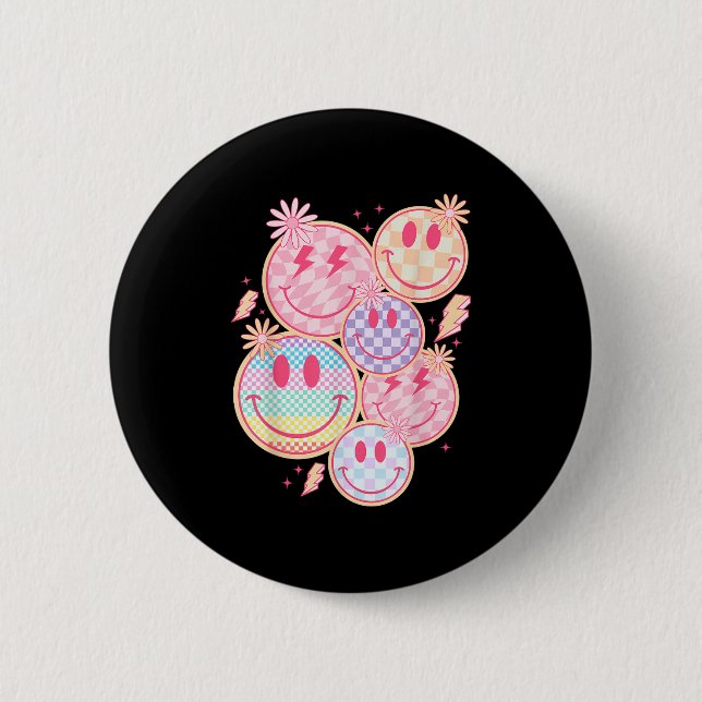 Retro Smile Ansikte, nedre Lycklig, Ansikte-kontro Knapp (Framsida)