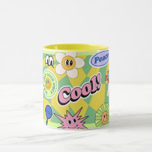 Retro Smile Mugg Roligt Smiley Ansikte Coolt Desig