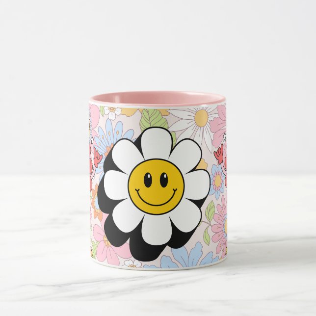 Retro Smile Mugg Roligt Smiley Ansikte Coolt Desig (Center)