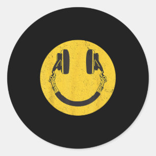 Retro Smile Music Ansikte-hörlurar 90-tal Manar Wo Runt Klistermärke