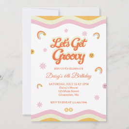 Retro Smiles Låt oss Hämta Groovy Birthday Inbjudningar