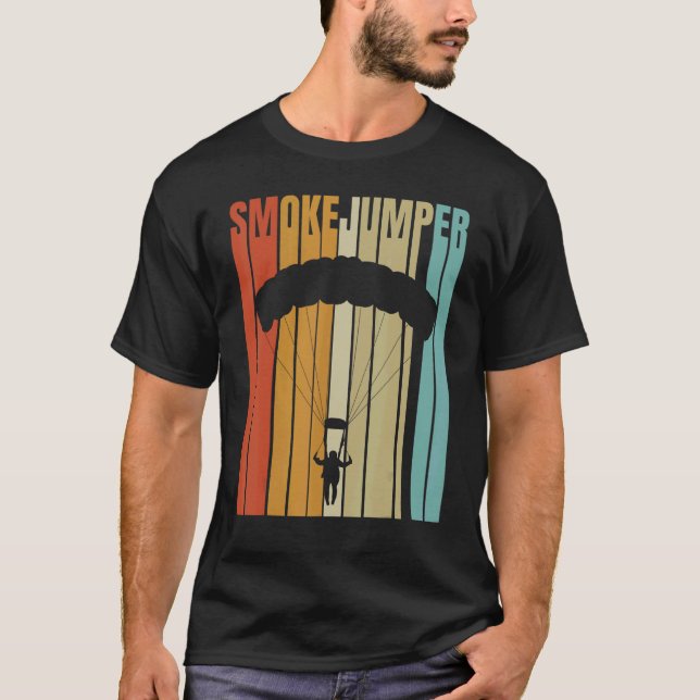 Retro Smokejumper Wildland Firefighters Rädding De T Shirt (Framsida)