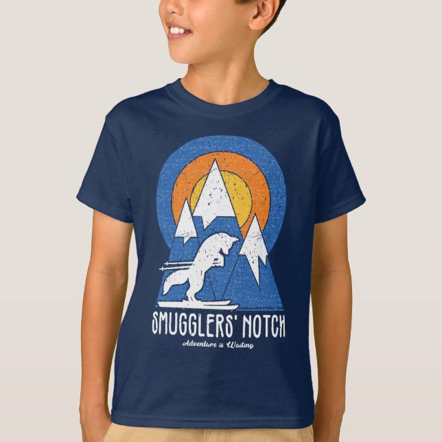 Retro Smugglers' Notch Ski White Fox T-Shirt (Framsida)