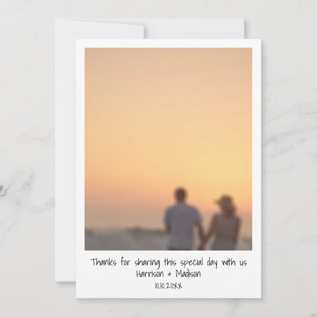 Retro-snabbfoto namn bröllop Tack för ditt kort (Framsida)